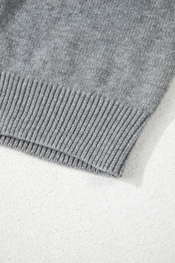 Medium Grey Hooded Button Up Drop Shoulder Sweater Cardigan