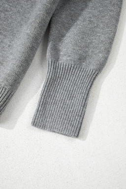 Medium Grey Hooded Button Up Drop Shoulder Sweater Cardigan