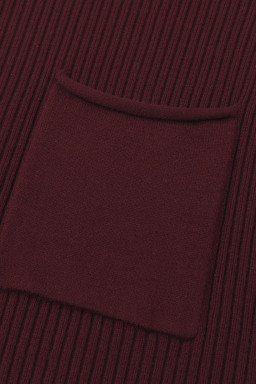 Mineral Red Patch Pocket Ribbed Knit Short Sleeve Sweater