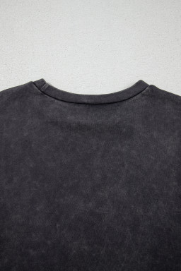 Medium Grey Vintage Cheetah Print Mineral Washed Tee