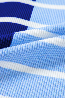 Sky Blue Stripe Quarter Zip Collar Knit Vest