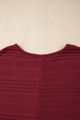 Burgundy Pit Stripe Batwing Sleeve Top