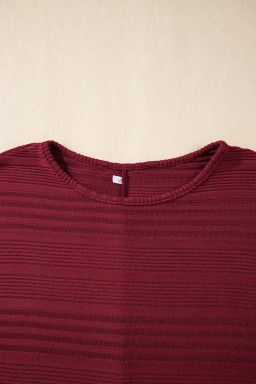 Burgundy Pit Stripe Batwing Sleeve Top