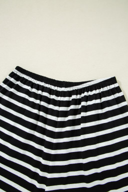 Black White Striped Short Sleeve Tee and Shorts Set