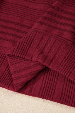 Burgundy Pit Stripe Batwing Sleeve Top