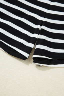 Black White Striped Short Sleeve Tee and Shorts Set