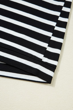 Black White Striped Short Sleeve Tee and Shorts Set