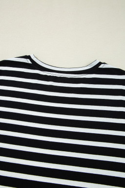 Black White Striped Short Sleeve Tee and Shorts Set