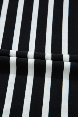Black White Striped Short Sleeve Tee and Shorts Set