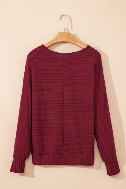 Burgundy Pit Stripe Batwing Sleeve Top