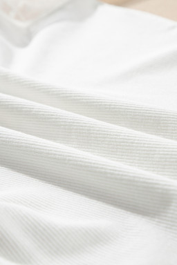 White Dotted Mesh Long Sleeve Cropped Blouse