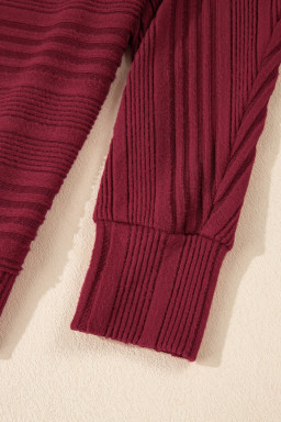 Burgundy Pit Stripe Batwing Sleeve Top