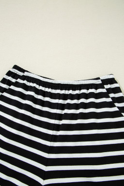 Black White Striped Short Sleeve Tee and Shorts Set
