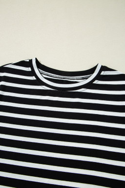 Black White Striped Short Sleeve Tee and Shorts Set