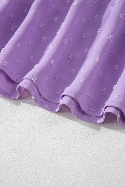 Wisteria Swiss Dot Smocked Frill Square Neck Plus Size Dress