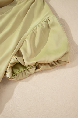 Laurel Green Notched V Neck Puff Sleeve Plus Size Maxi Dress