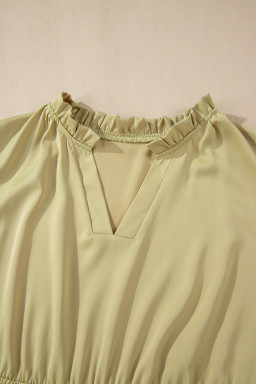 Laurel Green Notched V Neck Puff Sleeve Plus Size Maxi Dress