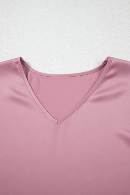 Toadstool Satin Ruffle Sleeve V Neck Blouse