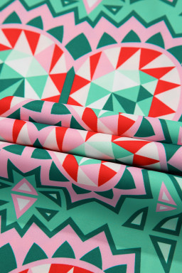 Mint Green Boho Abstract Print Pop of Color Neckline Dress