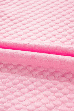 Pink Solid Color Textured Ruffle Sleeve Blouse