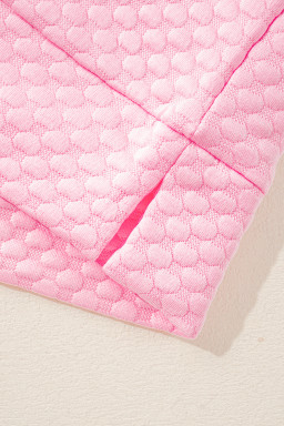 Pink Solid Color Textured Ruffle Sleeve Blouse