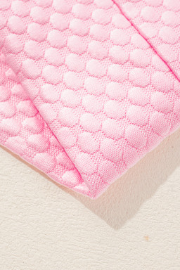 Pink Solid Color Textured Ruffle Sleeve Blouse