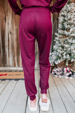 Red Sequins Santa Claus Graphic Loungewear Set