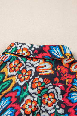 Multicolour Bohemian Floral Bubble Sleeve Dress