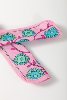 Pink Boho Floral Shirred Short Sleeve Belted Dress