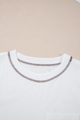 White RODEO Horseshoe Embroidered Patch Pocket Tee