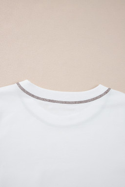 White RODEO Horseshoe Embroidered Patch Pocket Tee