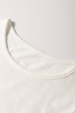 Blue Floral Striped Patchwork Flutter Sleeve Blouse