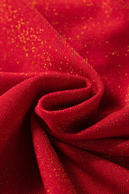 Racing Red Metallic Bowknot Open Back V Neck Top