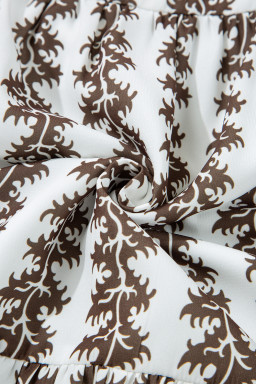 Black Floral Abstract Print Tiered Pop of Color Neckline Dress