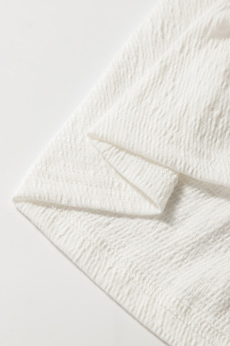 White Crinkled Ruffled Straps Peplum Babydoll Sleeveless Top