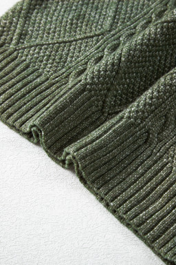 Mist Green Twist Cable Knit Drop Shoulder Loose Fit Sweater Dress