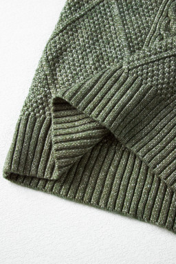 Mist Green Twist Cable Knit Drop Shoulder Loose Fit Sweater Dress