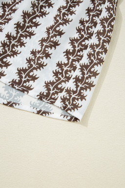 Black Floral Abstract Print Tiered Pop of Color Neckline Dress