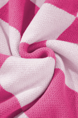 Rose Checkered Bishop Sleeve Pullover Sweater