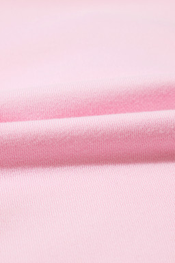 Light Pink Embroidered Bow Lantern Sleeve Oversized Pullover Sweatshirt