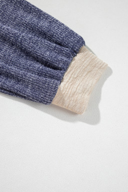 Ashleigh Blue Colorblock Patchwork Crisscross Back Ribbed Plus Size Top