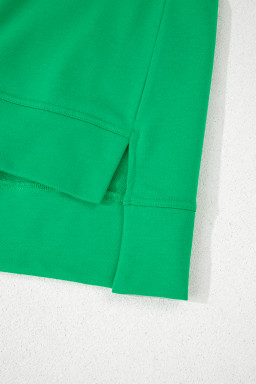 Bright Green Turn-Down Collar Plain Plus Size Blouse