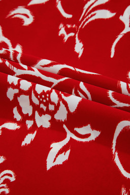 Red Floral Print Spaghetti Strap Empire Waist Maxi Dress