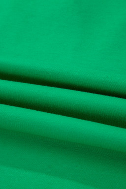 Bright Green Turn-Down Collar Plain Plus Size Blouse
