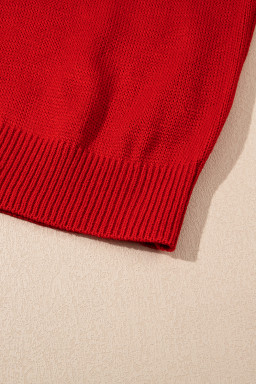 Racing Red Merry Graphic Sequin Sleeves Christmas Sweater