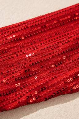 Racing Red Merry Graphic Sequin Sleeves Christmas Sweater