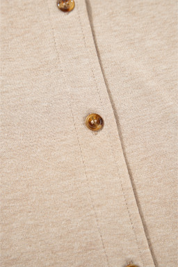 Oatmeal V Neck Vest Button Up Cardigan and Pants 3pcs Pajama Set
