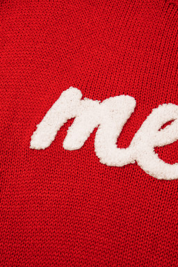 Racing Red Merry Graphic Sequin Sleeves Christmas Sweater