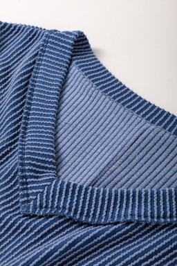 Sail Blue Plus Size Ribbed Top and Wide Leg Pants Set