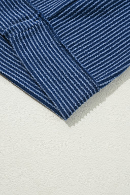 Sail Blue Plus Size Ribbed Top and Wide Leg Pants Set